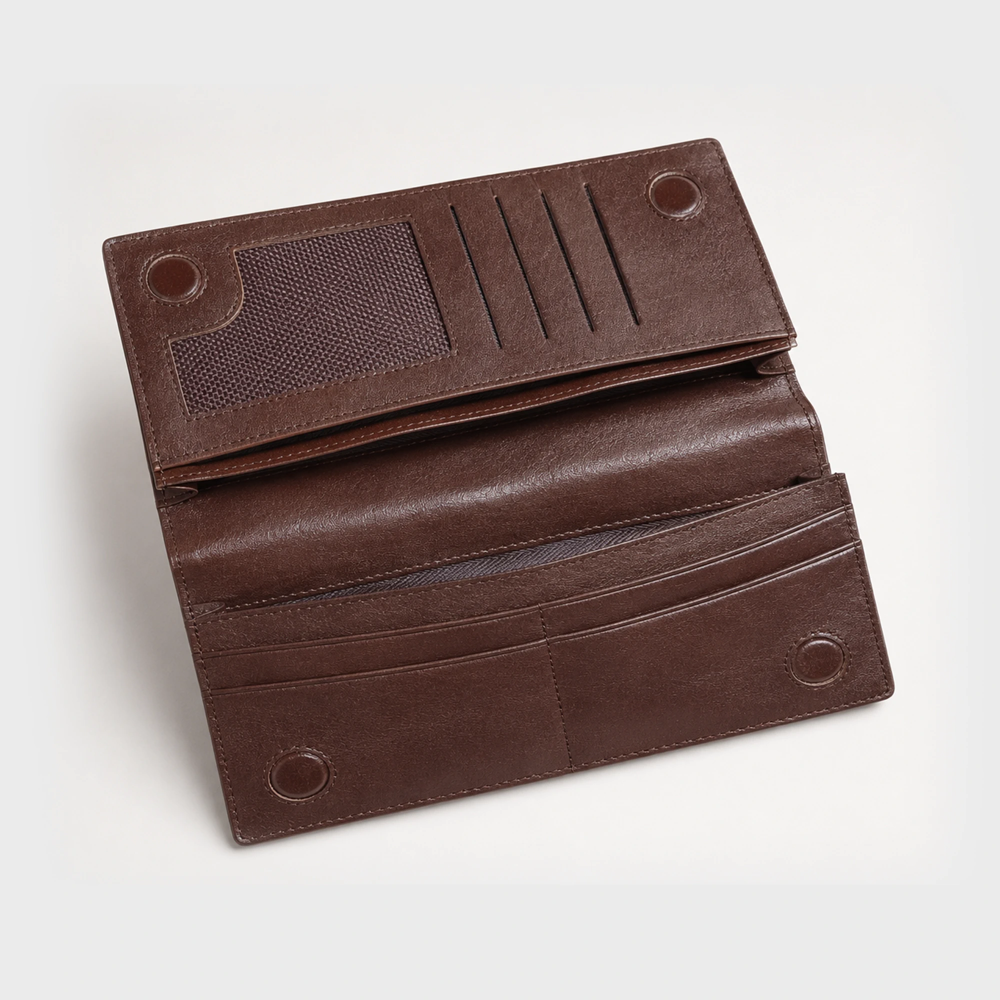 Vantra Long Dual Chamber Leather Wallet Chocolate - DWV801C